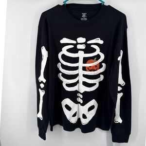 Carters Bedtime Halloween Skeleton Pajama Set Mens Large Black 2 Piece Cotton